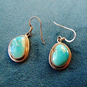 Gorgeous Southwestern Turquoise and Sterling Silver Dangle Earrings